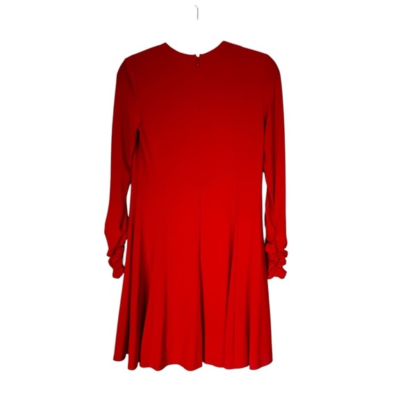 Lauren Ralph Lauren Fit & Flare Dress Red Long Sleeve Ruched Sleeve Size 4 - Picture 3 of 8